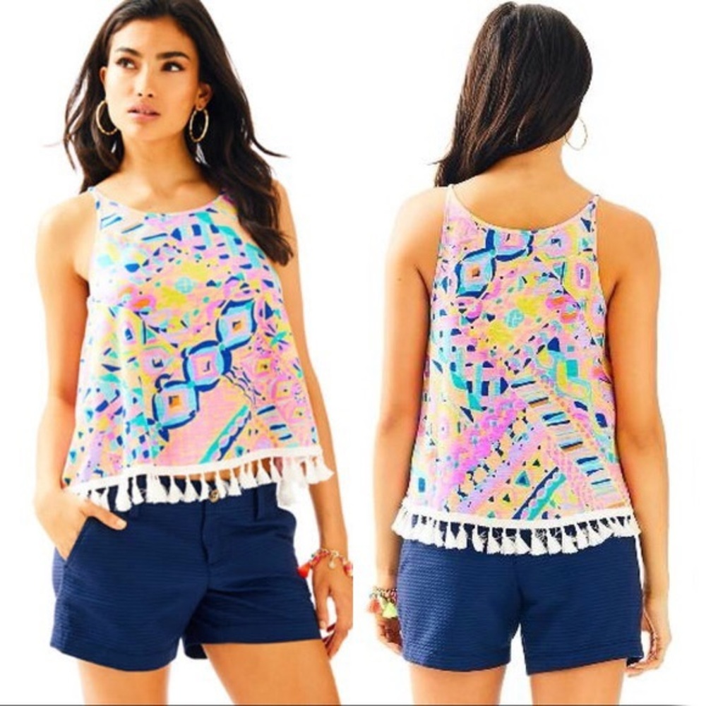 Lilly Pulitzer Plantain Party Auden Tassel Tank